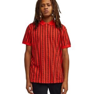 Reason Red Knit Polo Shirt Size XL Allover Print